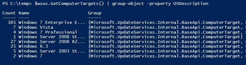 WSUS Ausgabe get-Computertargets