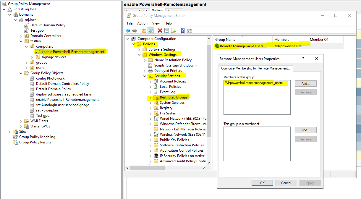 GPO – enable powershell windows remotemanagement