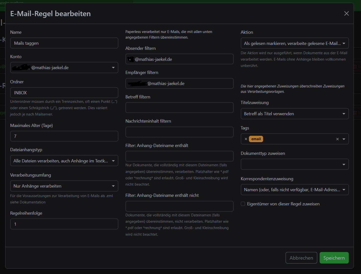 PaperlessNGX konfiguieren