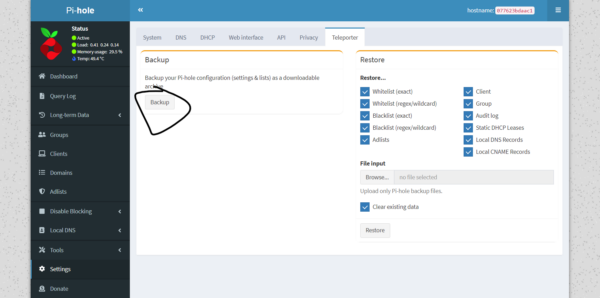 pihole backup erstellen 2