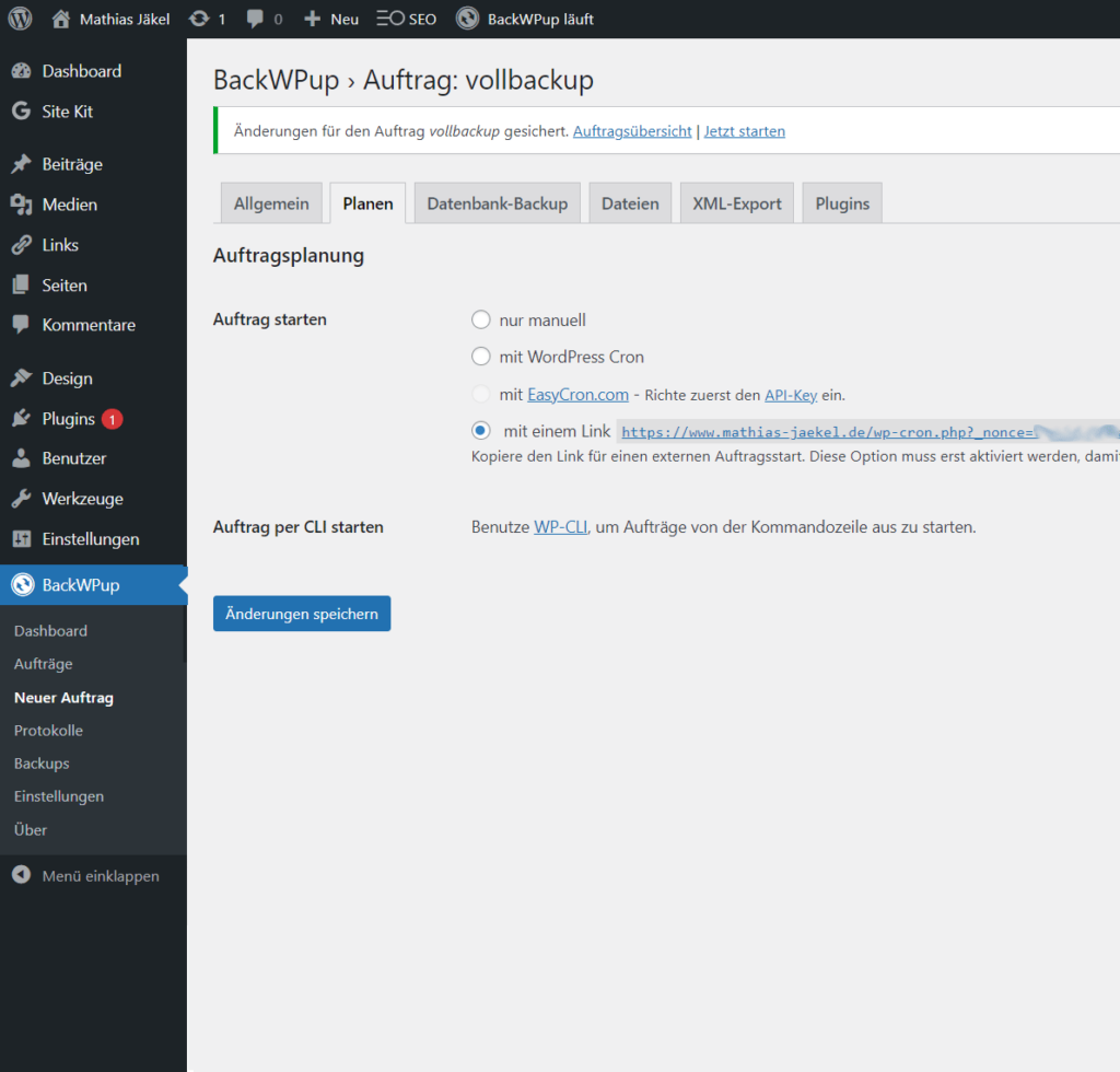 wp backup aufgabe anlegen 2
