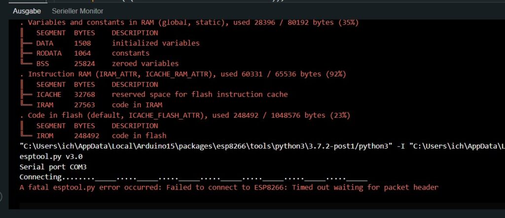 a fatal esptool error occurred failed to connect to esp8266