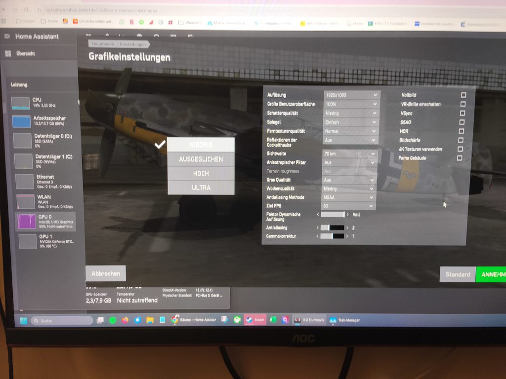 Die Grafikeinstellung in IL2